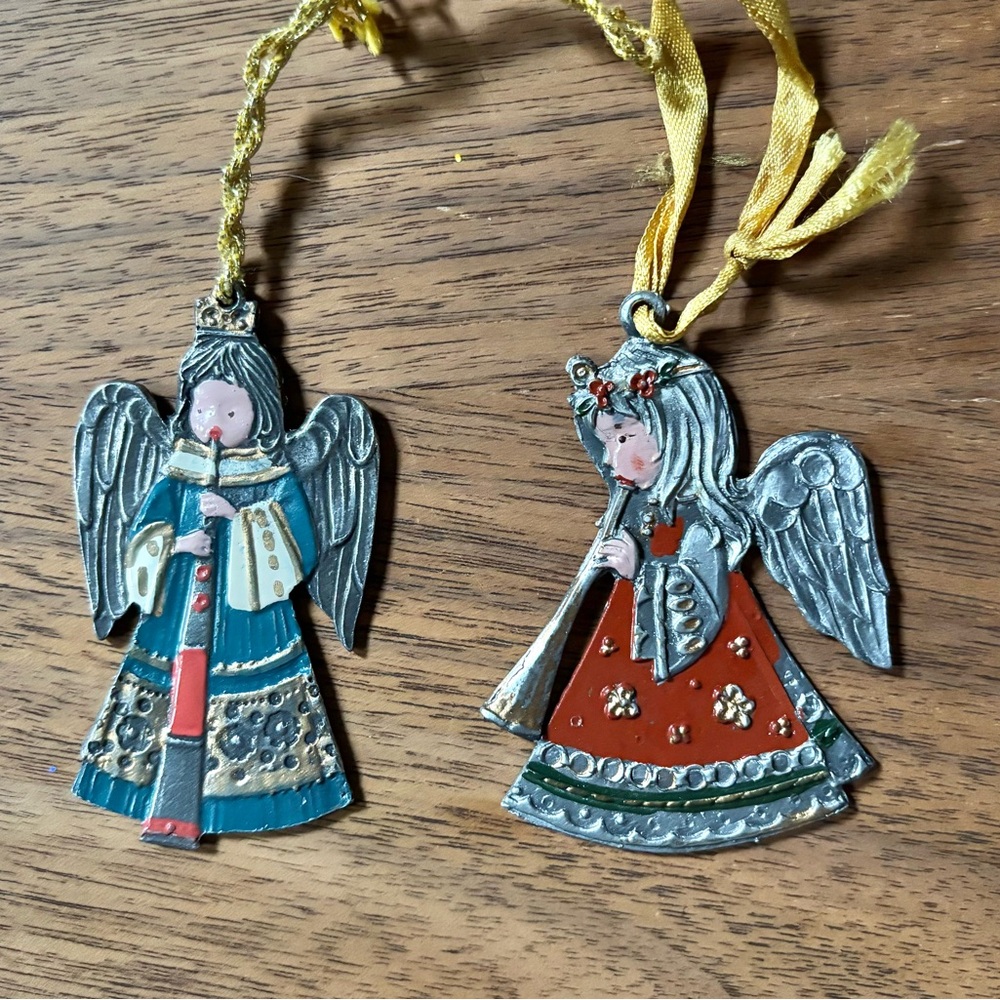 Vintage Flat Metal Angel Ornaments Double Sided